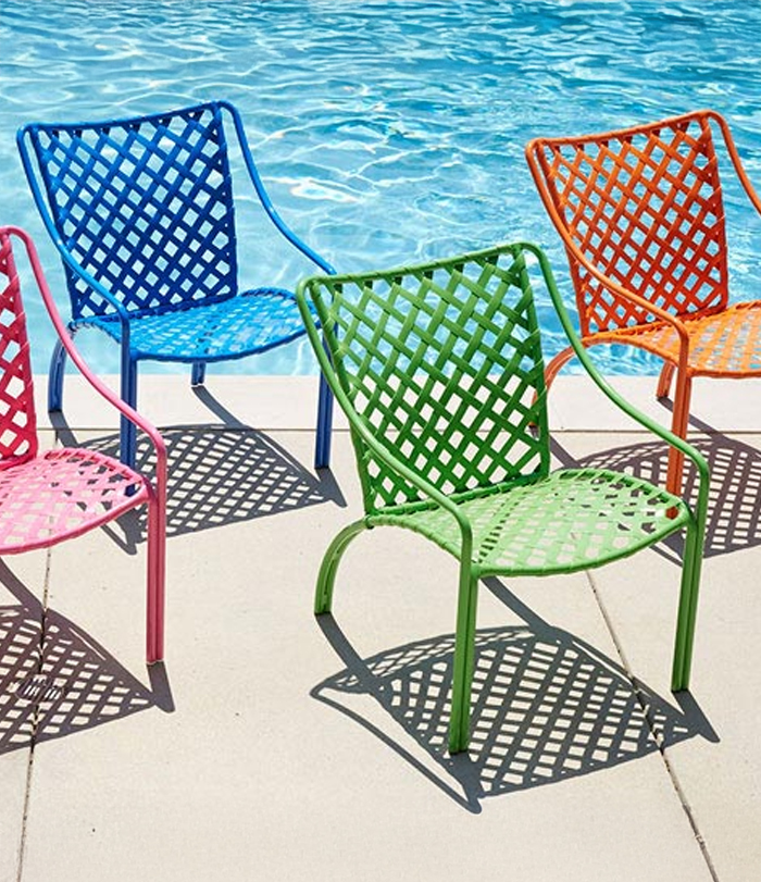 Colorful Metal Patio Chairs Poolside Outdoor Furniture