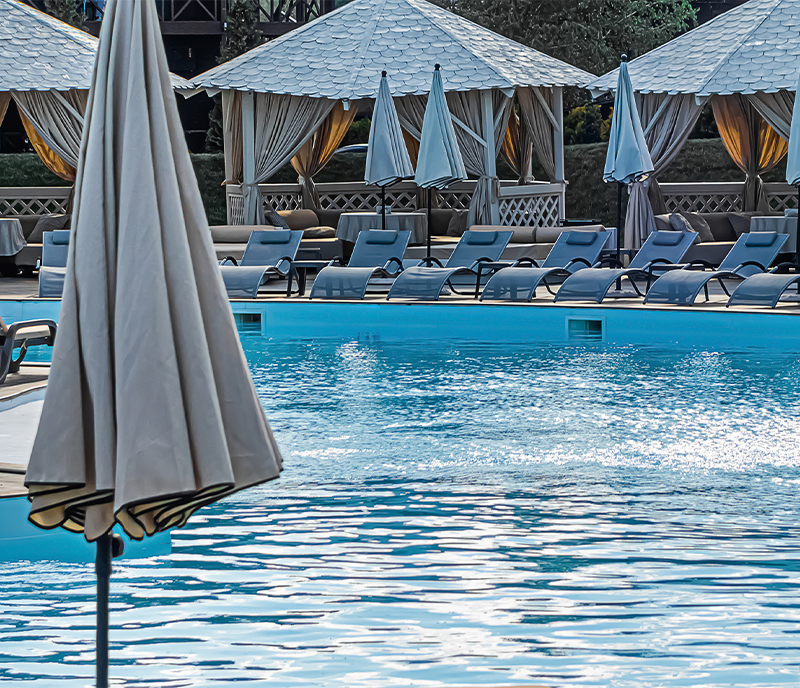 Luxury Resort Poolside Cabanas And Loungers